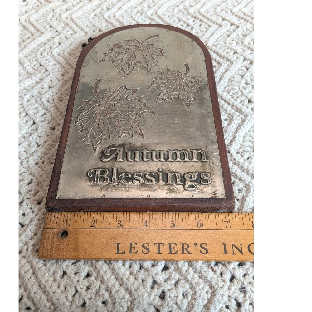 THI Designs Autumn Blessings Metal Wood Wall Plaque Fall Decor Maple Leaves